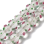 Handmade Bumpy Lampwork Beads Strands, with Enamel, Round, Clear, 11.5~13.5x13.5~14x13~13.5mm, Hole: 1.5mm, about 33pcs/strand, 15.16''(38.5cm)(LAMP-K037-16J)