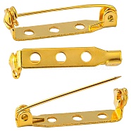 Iron Brooch Findings, Back Bar Pins, Golden, 27mm long, 5mm wide, 7mm thick, hole: about 2mm, Pin: 0.8mm(E023Y-G)