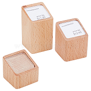 AHADERMAKER 3Pcs 3 Styles Acrylic and Wood Table Card Display Frame, for Canteen Price Tag, BurlyWood, 3.5x3.5x3.1~6cm, Inner Diameter: 3x3cm, 1pc/style(AJEW-GA0004-19A)