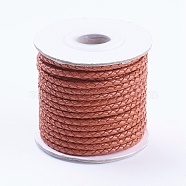 Round Braided Cowhide Cords, Chocolate, 3mm, about 10.93 yards(10m)/roll(WL-L009-01H)