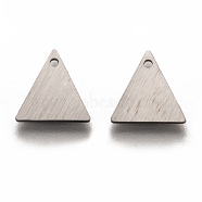 304 Stainless Steel Pendants, Stamping Blank Tag, Laser Cut, Double Side Drawbench Effect, Triangle, Stainless Steel Color, 10x10x1mm, Hole: 1mm(STAS-O133-04A-P)