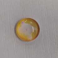 Glass Cabochons, Flat Round with Deer Pattern, Yellow, 12x4mm, 117pcs/bag(GLAA-WH0025-30G)