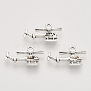 Tibetan Style Alloy Pendants,  Cadmium Free & Lead Free, Helicopter, Antique Silver, 12x20.5x2.5mm, Hole: 1.4mm(X-TIBEP-T009-27AS-RS)