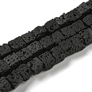 Natural Lava Rock Beads Strands, Cube, 4~5x4~5x4~5mm, Hole: 0.8mm, about 85pcs/strand, 15.35 inch(39cm)(G-C084-E08-02)