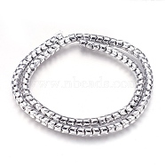 Electroplate Non-magnetic Synthetic Hematite Bead Strands, Polished, Column, Platinum Plated, 5x4mm, Hole: 1mm, about 101~102pcs/strand, 15.9 inch(40.5cm)(G-I208-19-C)