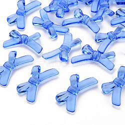 Transparent Acrylic Beads, Bowknot, Blue, 20x34x5.5mm, Hole: 1.8mm, about 435pcs/500g(TACR-S154-55B-940)