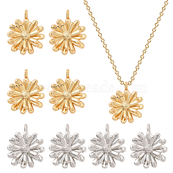 8Pcs 2 Colors Rack Plating Brass Charms, Cadmium Free & Lead Free, Long-Lasting Plated, Flower, Platinum & Real 18K Gold Plated, 14x11x3mm, Hole: 1.5mm, 4pcs/color(KK-BC0010-38)