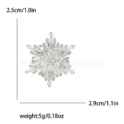 Christmas Brass Pave Clear Cubic Zirconia Snowflake Brooch for Clothes, Platinum, 29x25mm(PW-WG96396-02)