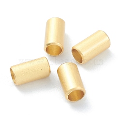 Brass Beads, Long-Lasting Plated, Tube, Matte Style, Real 18K Gold Plated, 7x4mm, Hole: 3mm(KK-P198-07A-MG)