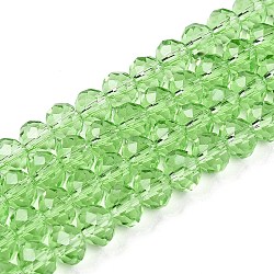 Glass Beads Strands, Faceted, Rondelle, Pale Green, 8x6mm, Hole: 1mm, about 64~65pcs/strand, 15.75~16.14 inch(40~41cm)(EGLA-A044-T8mm-D09)