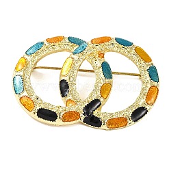 Golden Plated Alloy Brooches, Rind Enamel Pins, Colorful, 32x47x4.5mm(JEWB-L017-05G)