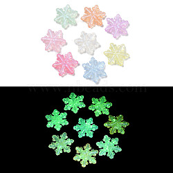 Luminous Transparent Acrylic Beads, with Glitter Power, Glow in the Dark, Snowflake, Mixed Color, 30.5x8mm, Hole: 1.6mm(LACR-U001-06)