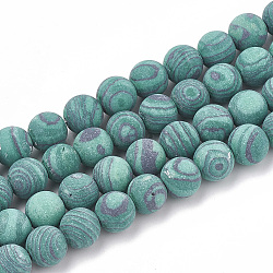 Synthetic Malachite Beads Strands, Frosted, Round, 8mm, Hole: 1mm, about 47pcs/strand, 15.5 inch(X-G-T106-200)
