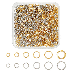 WADORN 1000Pcs 12 Styles 304 Stainless Steel Open Jump Rings, for Chainmaille Weaves, Round Ring, Golden & Stainless Steel Color, 4~9x0.6~1.5mm, Inner Diameter: 2.4~6.5mm(STAS-WR0001-08)