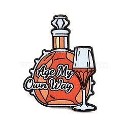 Brandy Age My Own Way Enamel Brooches, Alloy Lapel Pin Backs for Backpack Clothes, Black, Orange, 33x25mm(JEWB-I063-02EB-01)