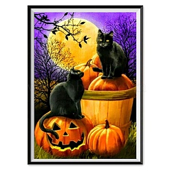 DIY 5D Diamond Painting Halloween Canvas Kits, with Resin Rhinestones, Diamond Sticky Pen, Tray Plate and Glue Clay, Halloween Themed Pattern, 20x20x2mm(DIY-P060-05)