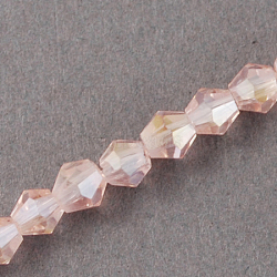 Glass Beads Strands, AB Color Plated, Faceted, Bicone, Misty Rose, 2x3mm, Hole: 0.5mm, about 200pcs/strand, 16.5 inch(EGLA-S056-2mm-10)