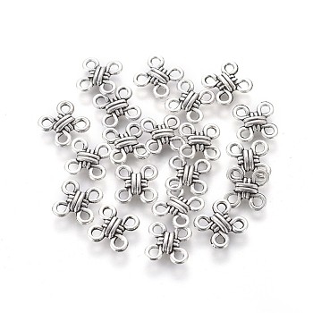 Tibetan Style Chandelier Components Links, Chinese Knot, Antique Silver, Lead Free and Cadmium Free, 10x10x3mm, Hole: 2mm