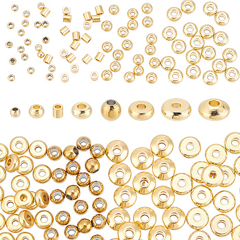 160Pcs 8 Styles 304 Stainless Steel Spacer Beads, Mixed Shapes, Golden, 2~6x1.5~3.5mm, Hole: 1~1.8mm, 20pcs/style