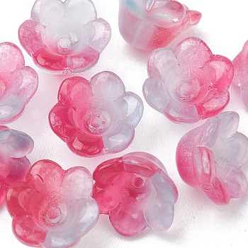 Transparent Glass Beads, Flower, Pale Violet Red, 11~12x7.5~8mm, Hole: 1.4mm