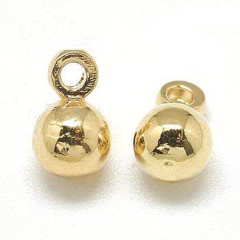 Brass Charms, Round, Real 18K Gold Plated, 7x4.7mm, Hole: 1mm