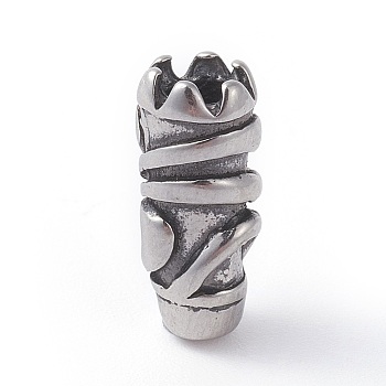 304 Stainless Steel Beads, Column, Antique Silver, 14.5x5~6mm, Hole: 3.5mm
