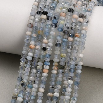Natural Aquamarine Beads Strands, Faceted Rondelle, 4x2mm, Hole: 0.7mm, about 149pcs/strand, 14.96 inch(38cm)