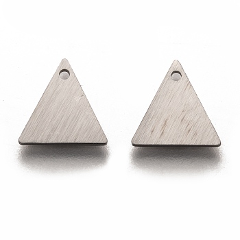 304 Stainless Steel Pendants, Stamping Blank Tag, Laser Cut, Double Side Drawbench Effect, Triangle, Stainless Steel Color, 10x10x1mm, Hole: 1mm