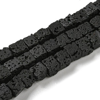 Natural Lava Rock Beads Strands, Cube, 4~5x4~5x4~5mm, Hole: 0.8mm, about 85pcs/strand, 15.35 inch(39cm)