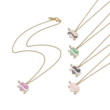 5Pcs 5 Color One Arrow Through the Heart Alloy Enamel Pendant Necklaces Set, Word Love 304 Stainless Steel Jewelry for Valentine's Day, Mixed Color, 17.32 inch(44cm), 1Pc/color