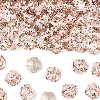 Preciosa&reg MAXIMA Crystal Fancy Stones, Czech Crystal, 435 36 132 Cushion Square, Dura Foiling, 70530 Vintage Rose, 12x12mm