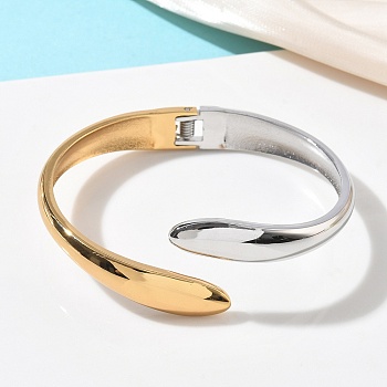 Two Tone 304 Stainless Steel Cuff Bangles, Hinged Bangles for Women, Snake, Ion Plating(IP), Long-Lasting Plated, Real Gold Plated & Stainless Steel Color, Inner Diameter: 1.73x2.32 inch(4.4x5.9cm)
