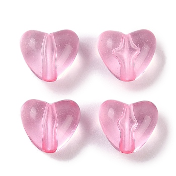 Transparent Acrylic Beads, Heart, Hot Pink, 9.5x10.5x6.5mm, Hole: 1.8mm