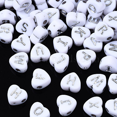 White Heart Acrylic Beads