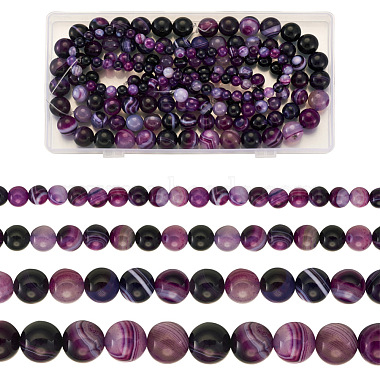 Purple Round Banded Agate Beads