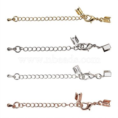 PandaHall Elite 4 Mixing Colors Brass Chain Extender And Lobster Claw Clasps Drop End for Craft 1 Box(KK-PH0017-02)-4