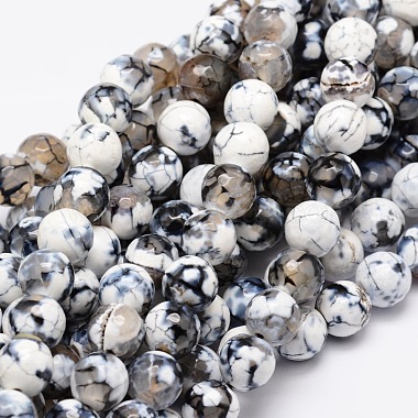 8mm DarkGray Round Natural Agate Beads
