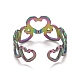 Rainbow Color Ion Plating(IP) 304 Stainless Steel Heart Wrap Open Cuff Ring for Women(RJEW-A005-31MC)-3