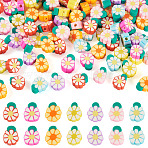 Handmade Polymer Clay Beads, Flower, Mixed Color, 10.5~11x7.5~10x4~4.5mm, Hole: 1.5~2mm(CLAY-TAC0015-04)