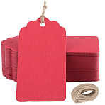 200Pcs Rectangle Paper Gift Tags, Hange Tags, with 30M Jute Cord, For Arts and Crafts, Red, 9.5x4.5x0.01cm(CDIS-SP0001-12C)