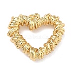 Brass Pendants, Heart Charms, Long-Lasting Plated, Rack Plating, Lead Free & Cadmium Free, Real 18K Gold Plated, 25x30.5x7.5mm, Jump Ring: 5x0.8mm, 3.3mm Inner Diameter(KK-B170-26G)