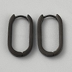 316 Stainless Steel Oval Hoop Earrings, Black, 21x12.5x3mm(EJEW-WH0015-138B-EB)