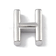 Brass Pendants, Letter Charms, Platinum, Letter H, 8x6.5x3mm, Hole: 1.5mm(KK-P266-05P-H)