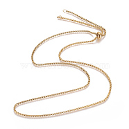 Adjustable 304 Stainless Steel Slider Necklaces, with Box Chains and Slider Stopper Beads, Golden, 29.5 inch(75cm), 2.5mm(MAK-L026-05A-G)