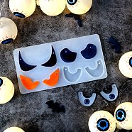 Halloween Ghost Eye Silicone Pendant Molds, Resin Casting Molds, for UV Resin, Epoxy Resin Craft Making, White, 69x132.5x5mm, Hole: 2mm, Inner Diameter: 13~32x23~26mm(DIY-E055-24)