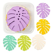20Pcs 5 Colors Spray Painted Iron Pendants, Tropical Leaf Charms, Monstera Leaf, Mixed Color, 36x31.5x1mm, Hole: 1.5mm, 4pcs/color(IFIN-LS0001-01)