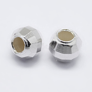 925 Sterling Silver Beads Spacer, Faceted, Round, Silver, 5x4mm, Hole: 1.5mm(STER-K167-017D-S)
