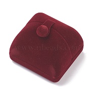 Velvet Rings Box, Double Flip Cover, Perfect for Engagement Bride Wedding Photography, Rectangle, Pair of Ring, Dark Red, 6.9x6.4x6.1cm(VBOX-G005-08)