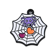 Halloween Theme Spray Painted Alloy Enamel Pendants, Lead Free & Cadmium Free Charms, Spider, 19.5x17.5x1.8mm, Hole: 1.5mm(PALLOY-D029-01B-RS)