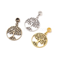 3Pcs 3 Colors Tibetan Style Alloy European Dangle Charms, with Brass & Alloy Findings, Flat Round with Tree of Life, Mixed Color, 40mm, Flat Round: 29x25x1.5mm, Hole: 5mm, 1pc/color(PALLOY-JF01699)